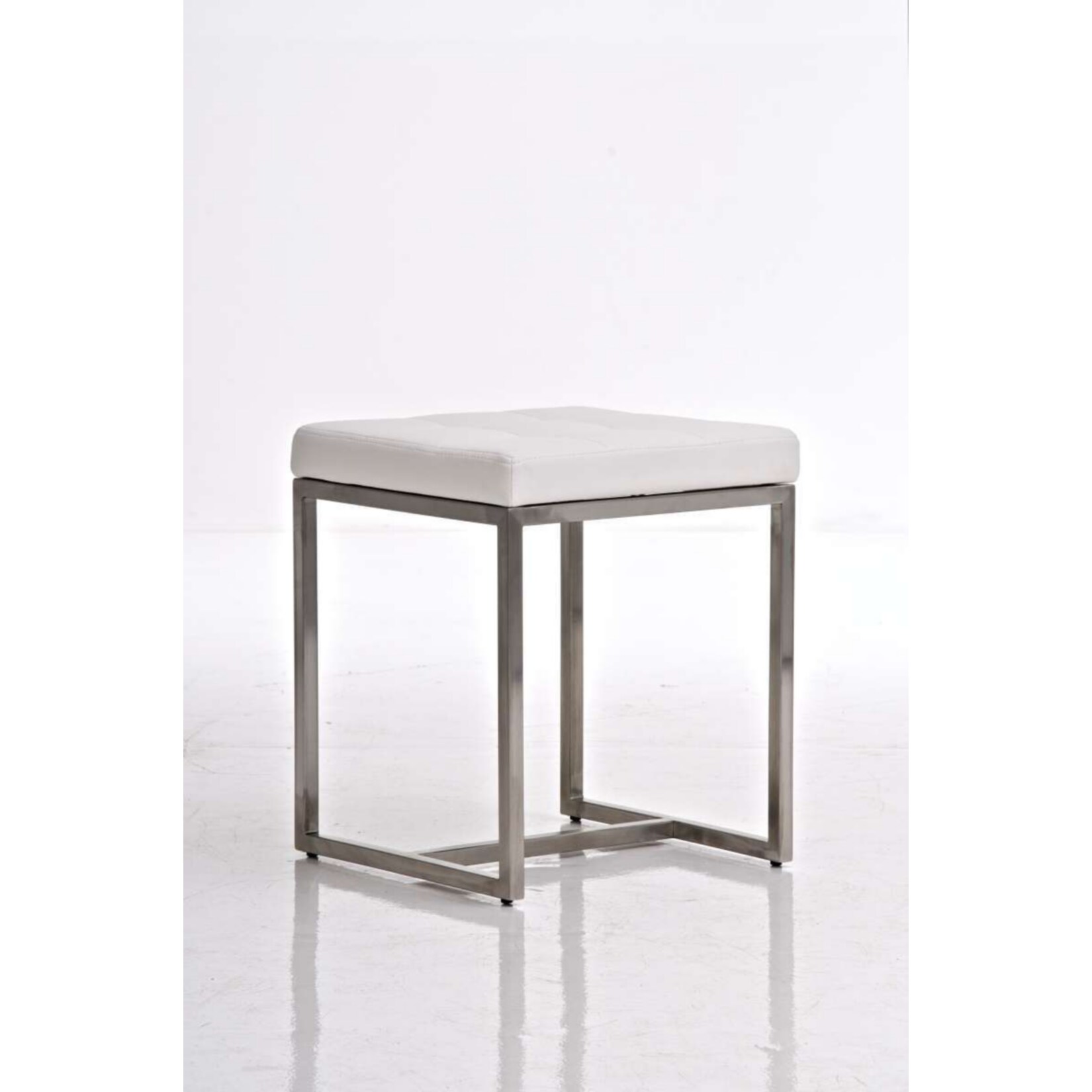 CLP Edelstahl-Sitzhocker Barci Kunstleder I Moderner Hocker Mit Hochwertiger Polsterung Und Bodenschonern I In Vielen Farben