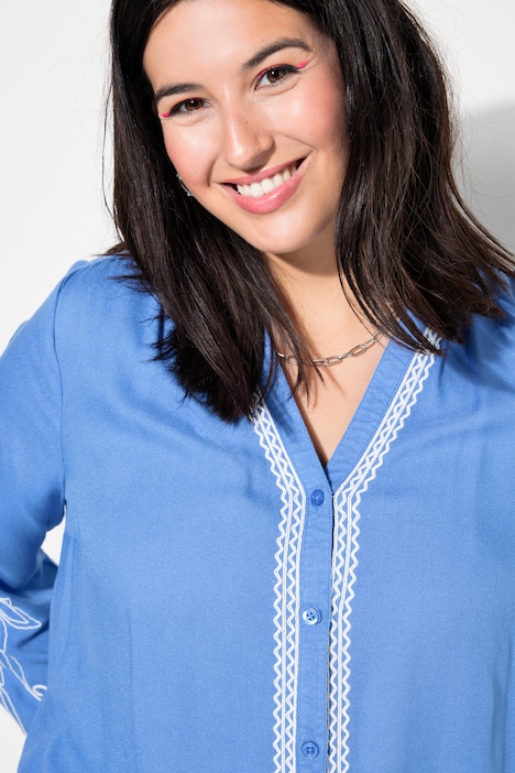 Bluse, Loose Shape, Stickereien,