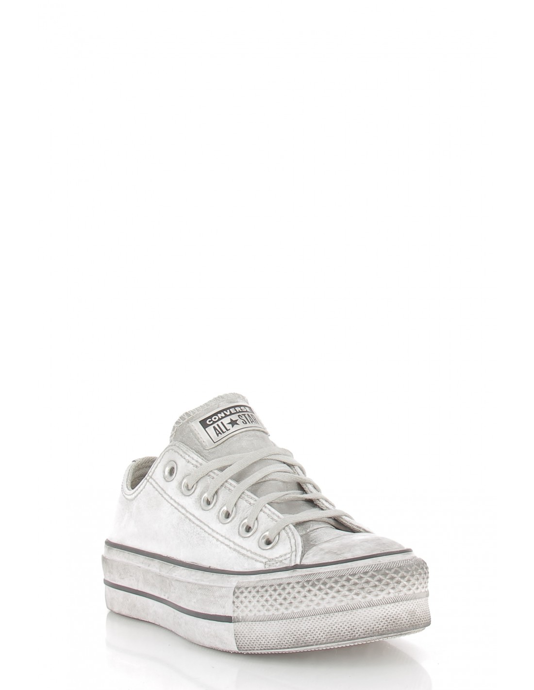 converse sneakers compensées basses femme ctas lift leather ox cuir blanc effet vieilli