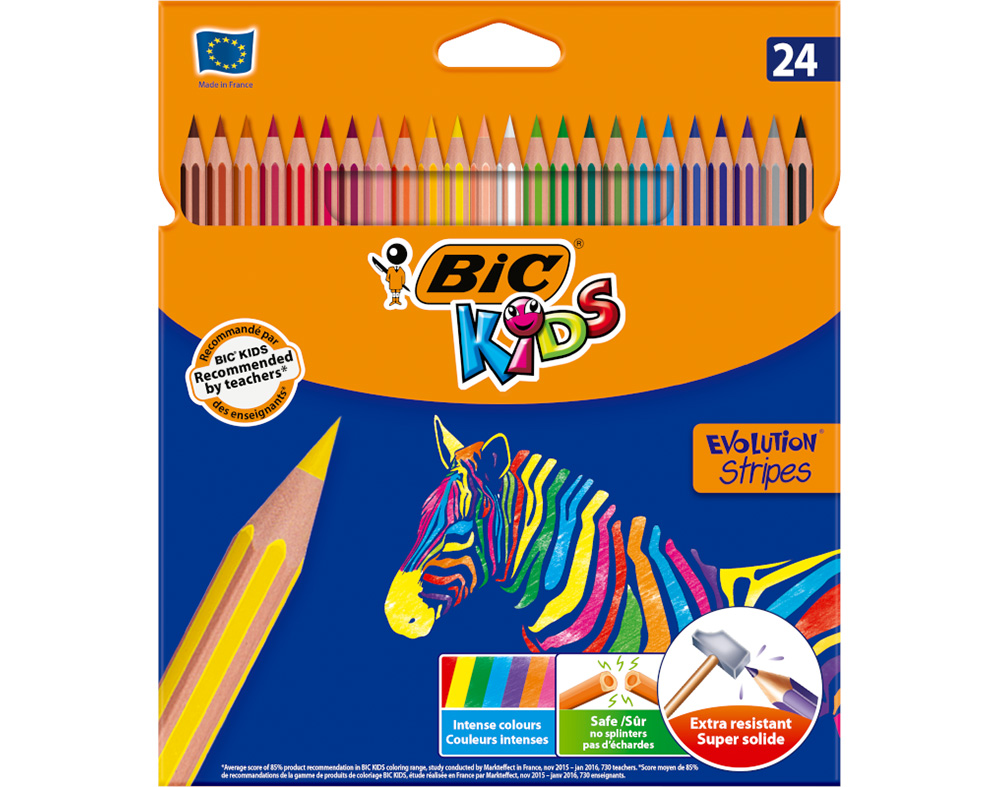 LÁPIS DE COR KIDS EVOLUTION BIC STRIPES 24 UNIDADES