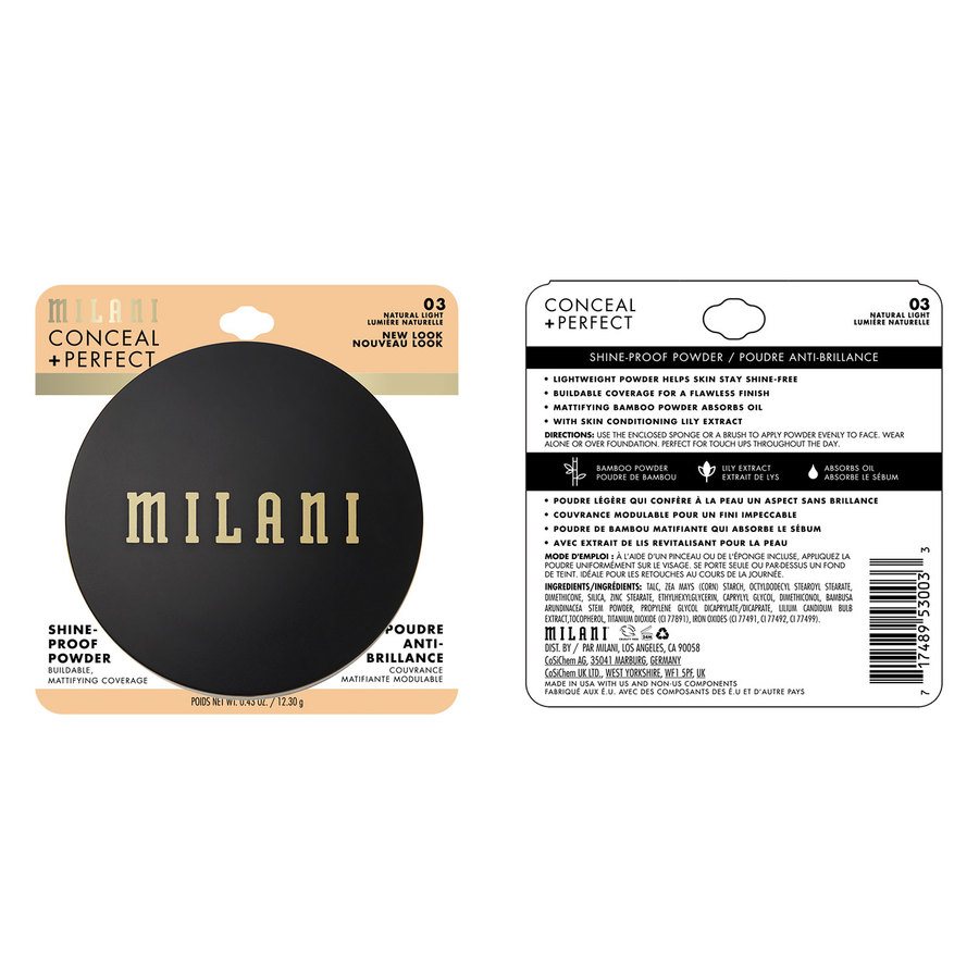 Milani Cosmetics Conceal + Perfect Shine-Proof Powder 03 Natural Light 12,3g