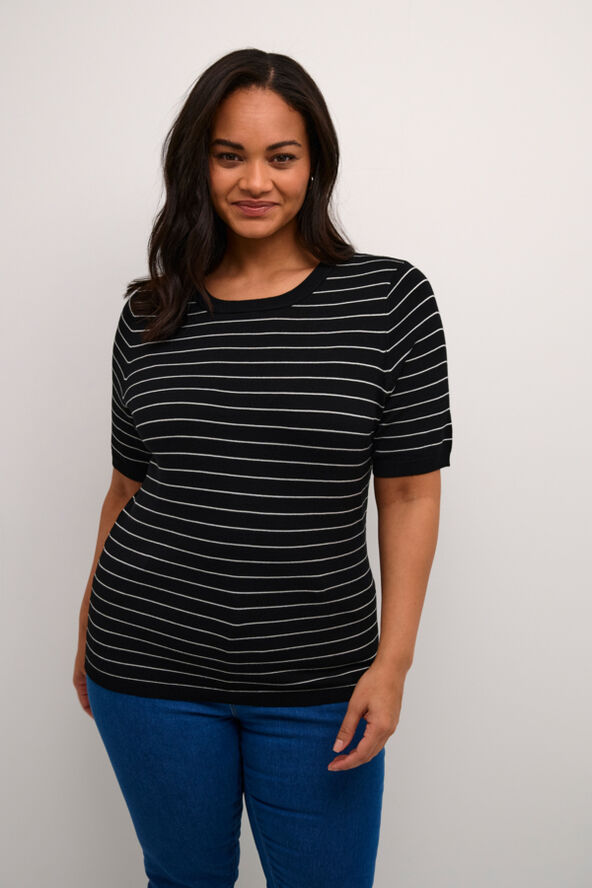 Kaffe Curve KCmalia Wide Stripe Knit Black /turtledove slim stripe
