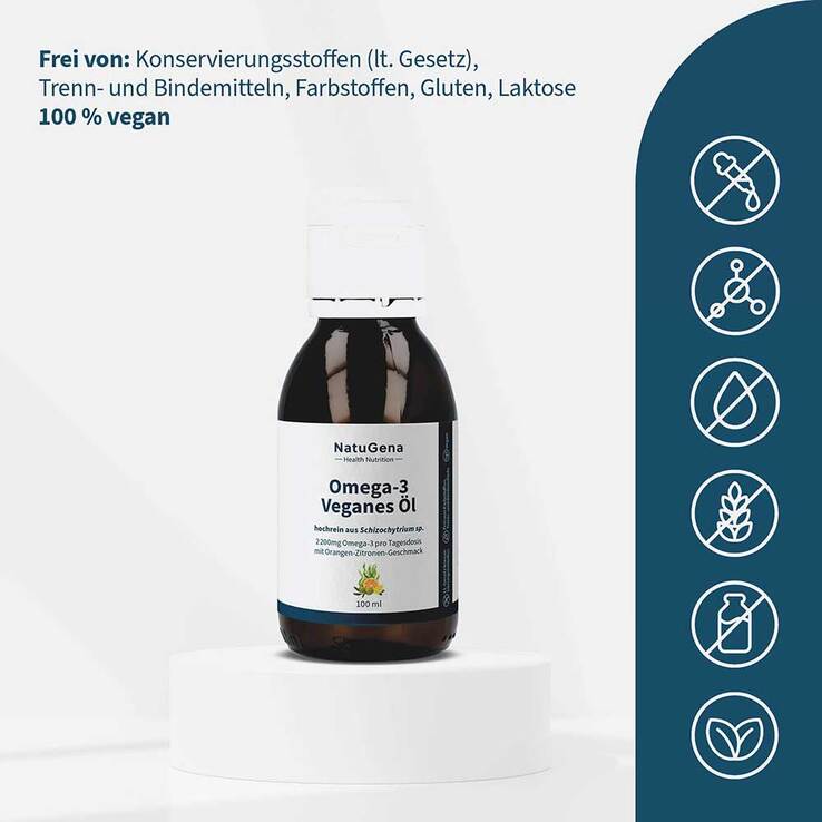 Omega-3 Vegan 2200mg mit 1351 DHA 672 EPA Algenöl Öl, 100 ml