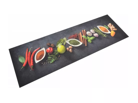 Tapis de cuisine lavable impression d'épices 60x180 cm velours