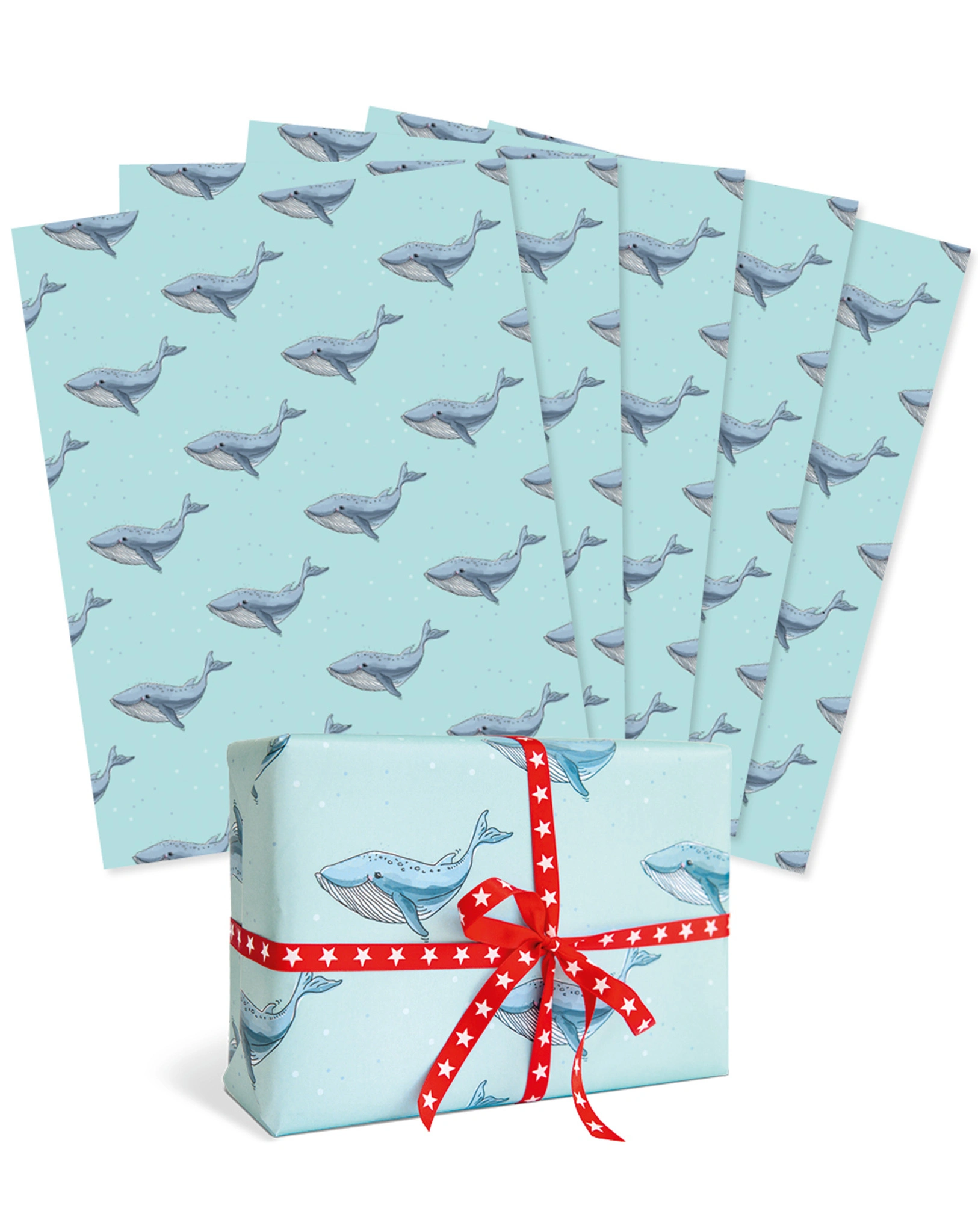 Geschenkpapier WALE (67x49cm) 5er-Set