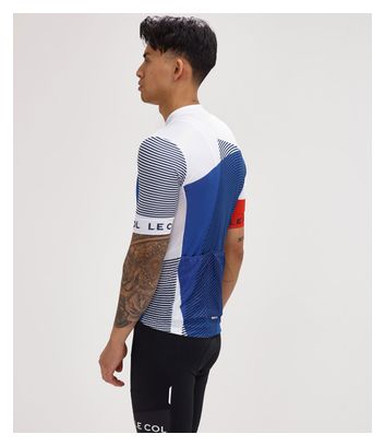 Maillot Manches Courtes Le Col Sport Léger Bleu/Blanc