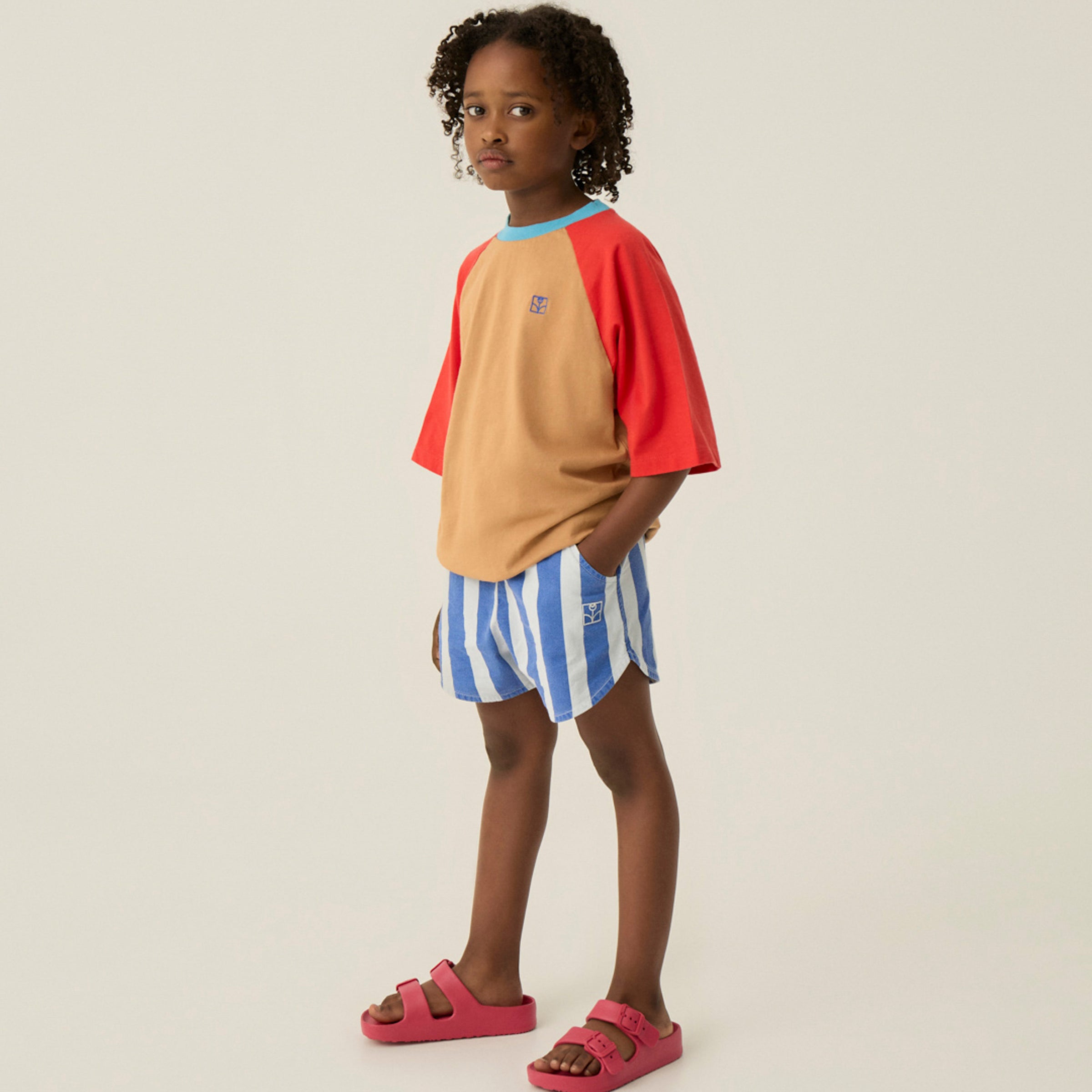 T-Shirt Color Block Red Camel