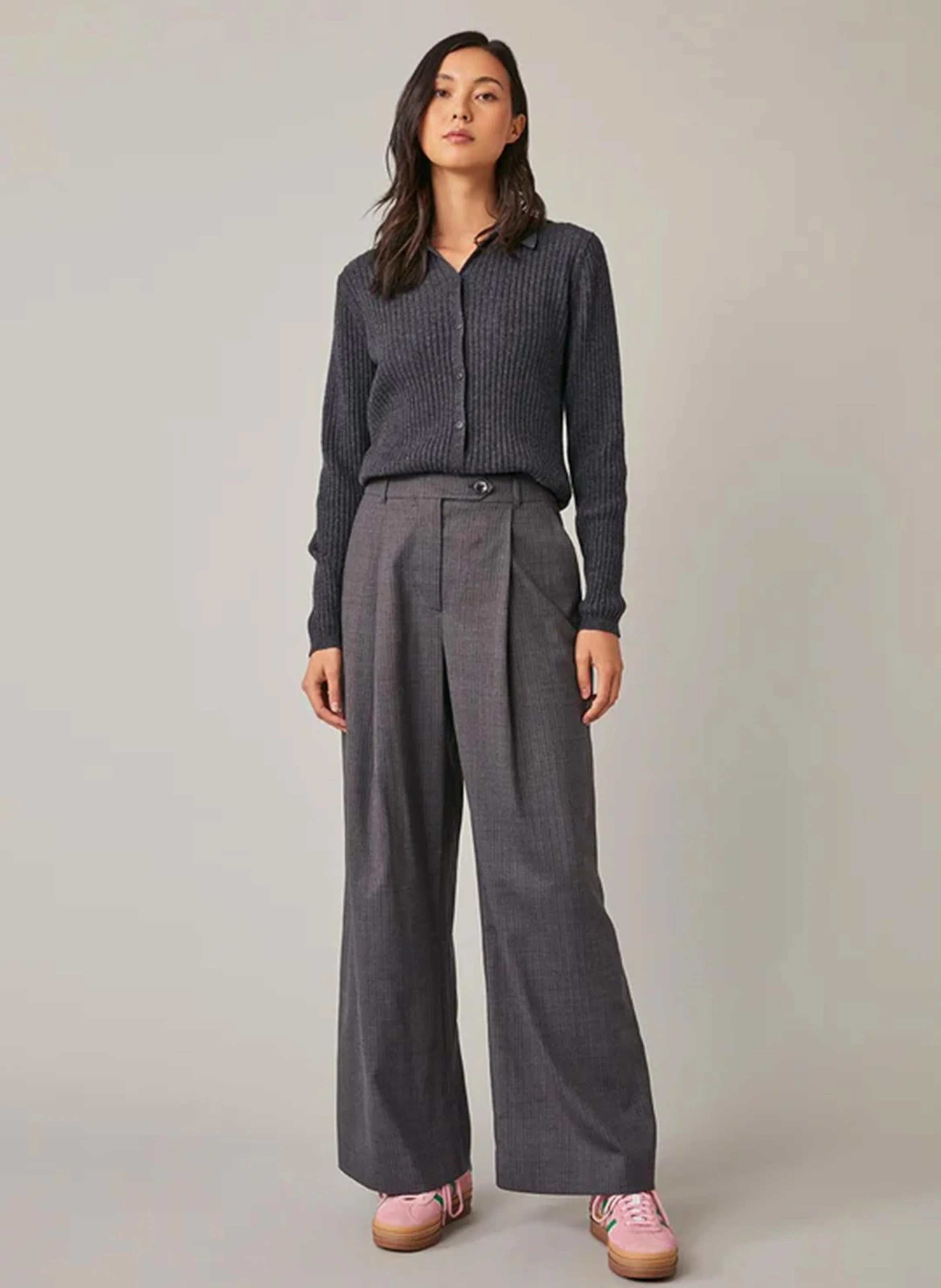 EMI - Gilet côtelé en laine mérinos | Gris