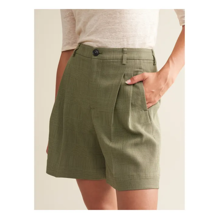 Bellerose Short Volkertje Carreaux - Collection Femme | Vert kaki
