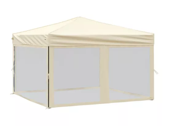 Tente de réception pliable avec parois Crème 3x3 m