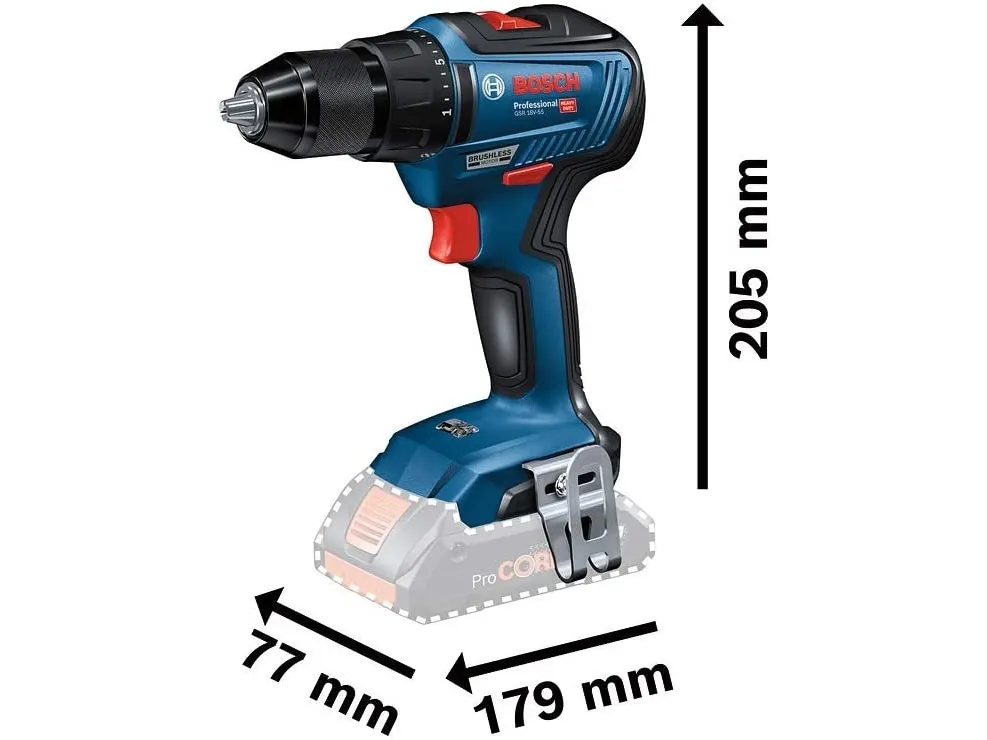 Bosch AKKUSKRUEMASKINE GSR 18V-55 SOLO - SOLO