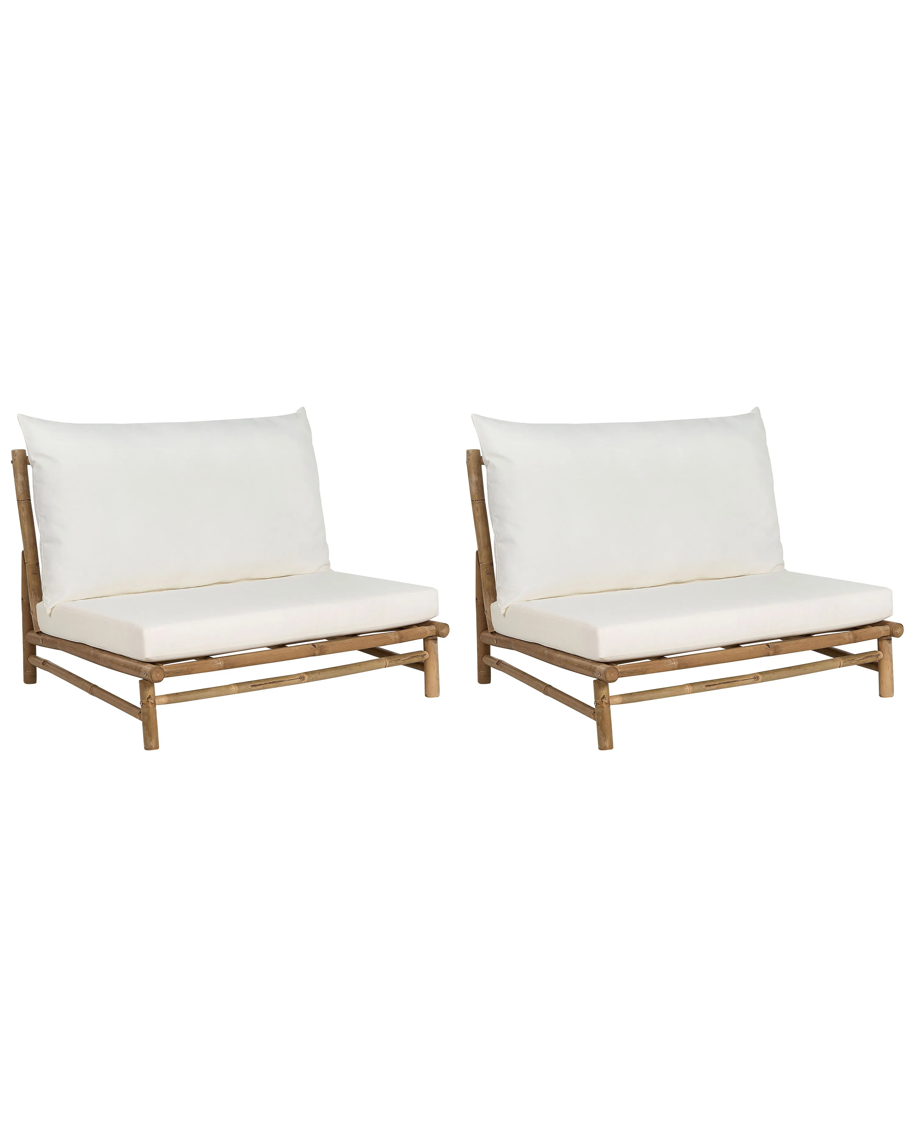Set van 2 stoelen met zitkussen TODI Bamboehout Gebroken wit
