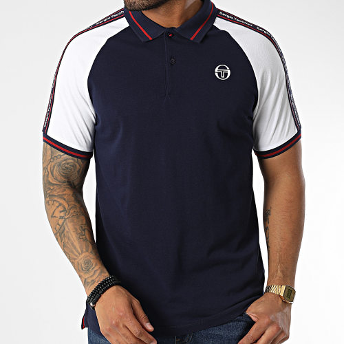 Polo Manches Courtes A Bandes Meridiano Bleu Marine