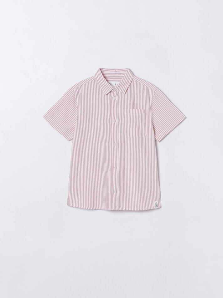 Camisa oxford de manga curta - Vermelho Coral