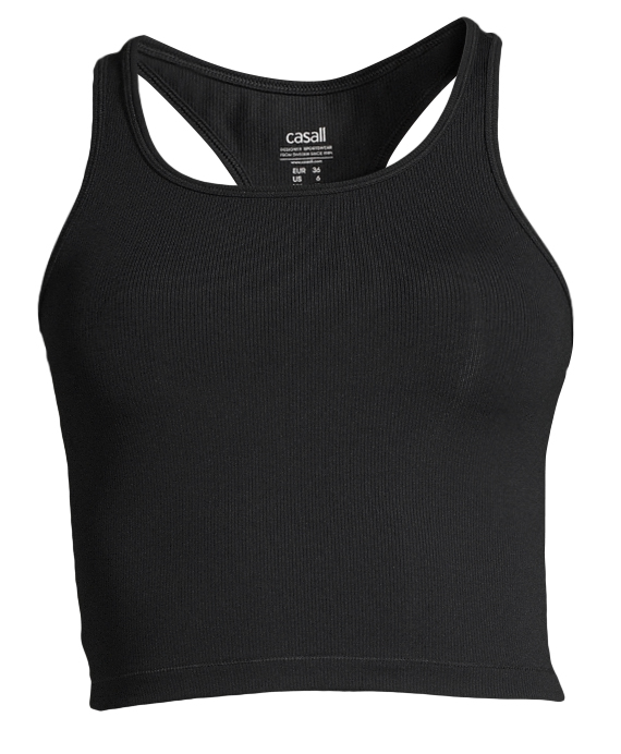 Crop Rib Racerback Dame Black