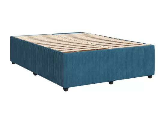Sommier à lattes de lit et matelas bleu 140x190 cm velours
