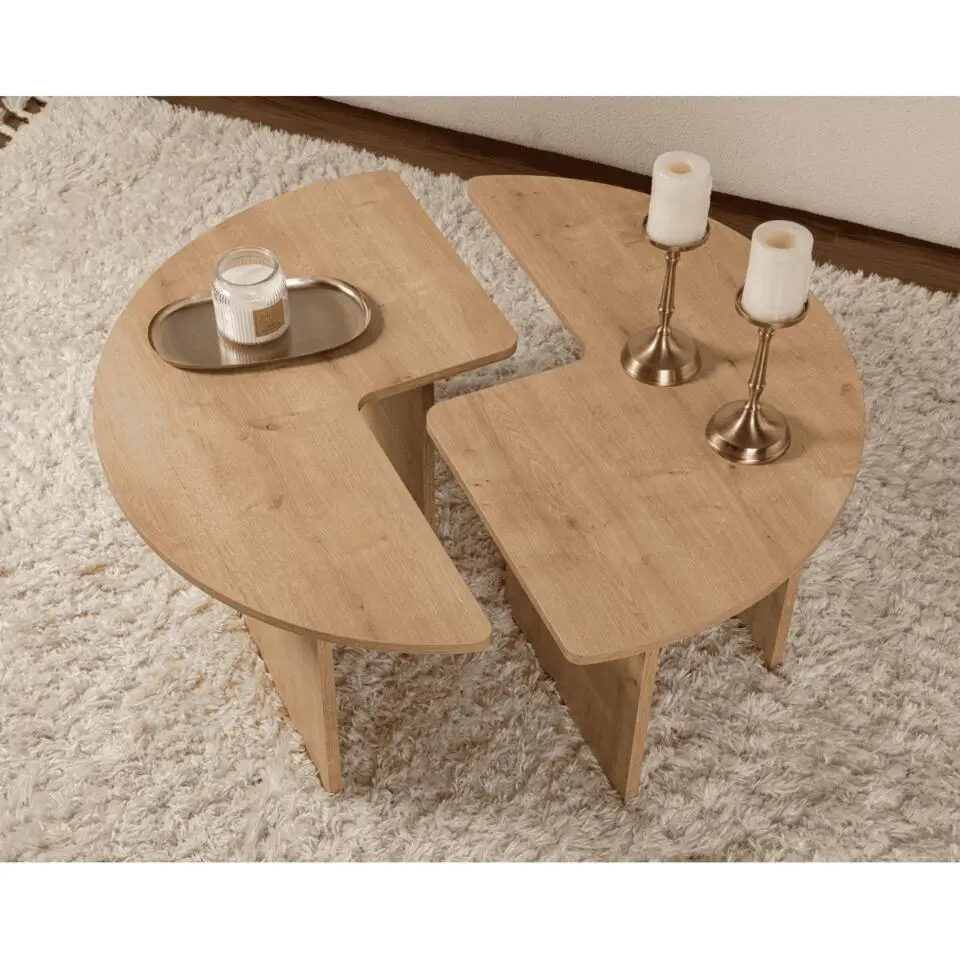 CALICOSY - Set van 2 salontafels MOIRA - 90x90x41 cm