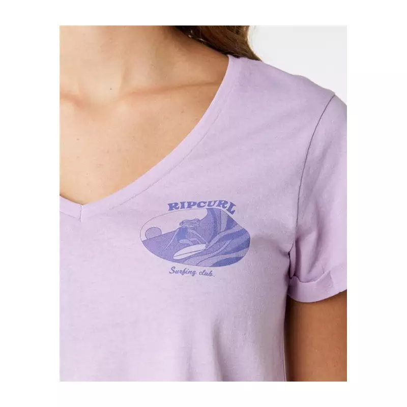 Teeshirt femme RIPCURL Re-Entry V Neck Tee Lilac