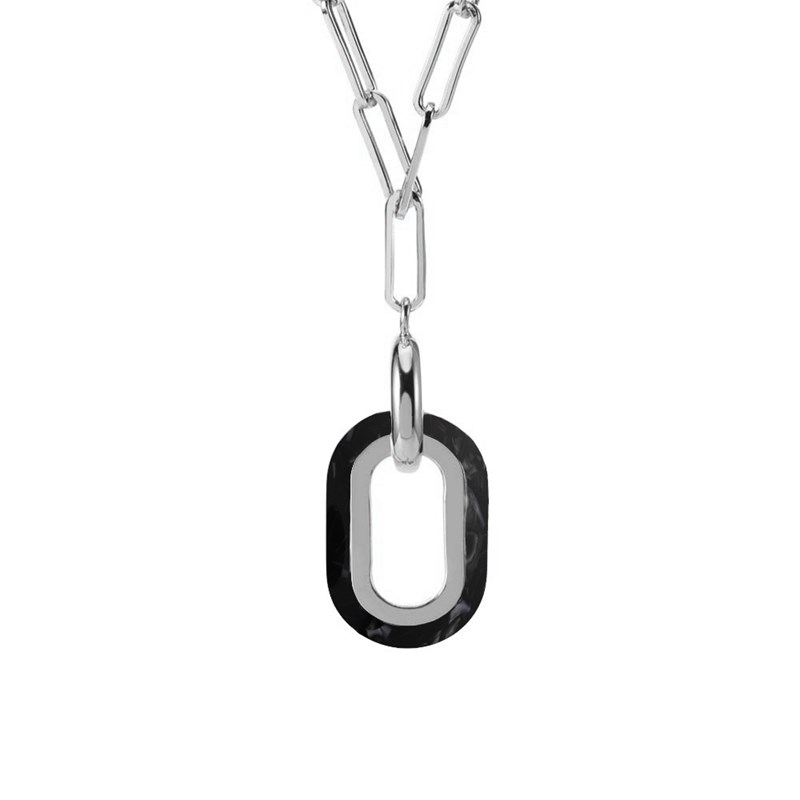 Collier En Argent Et Acétate Noire Muriel