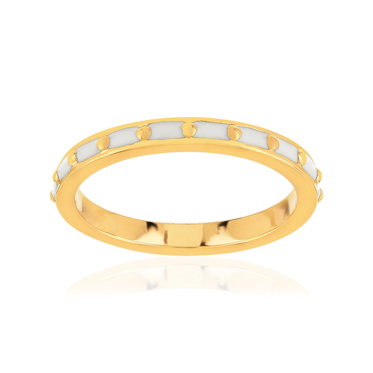 Bague plaqué or jaune et résine blanche