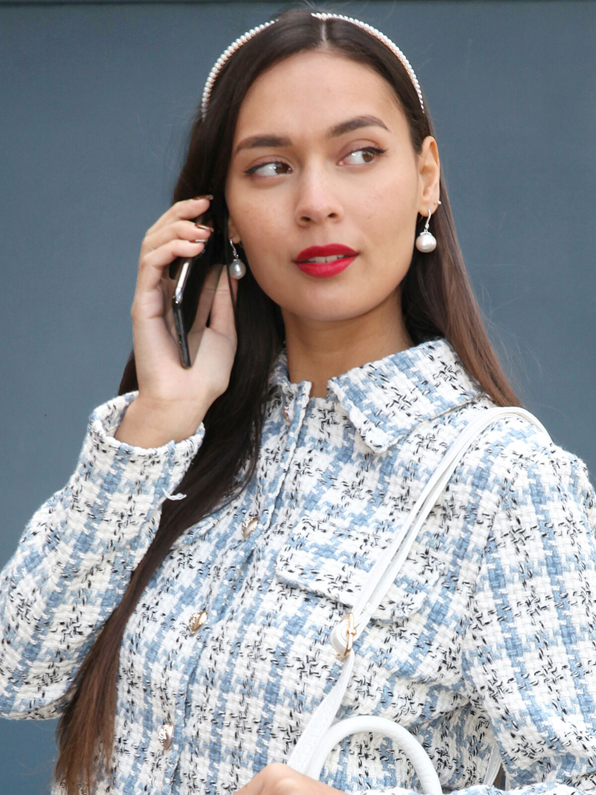 Boucles d'oreilles à crochet et perle- Argenté