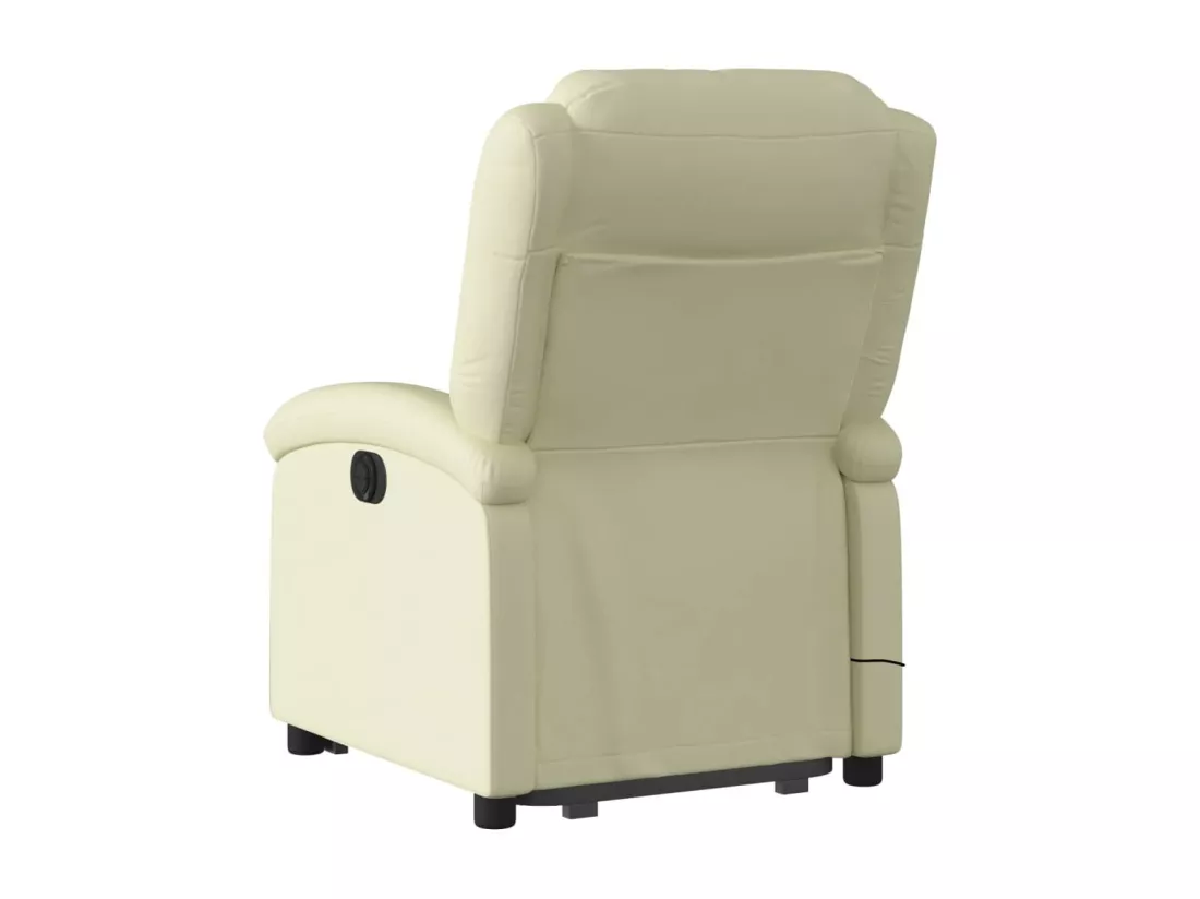 Fauteuil inclinable de massage crème cuir véritable