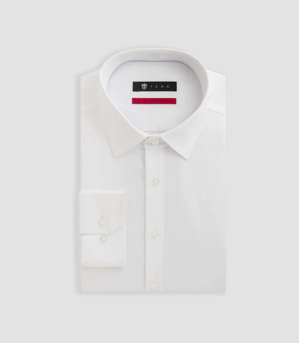 Chemise satin stretch blanc 