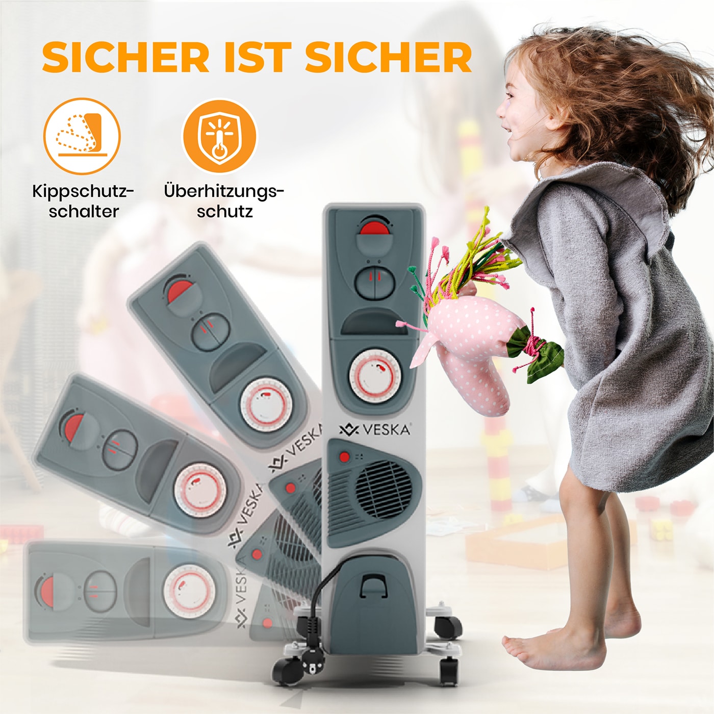 Ölradiator 2900W Elektro Heizkörper mit 13 Rippen - Weiss