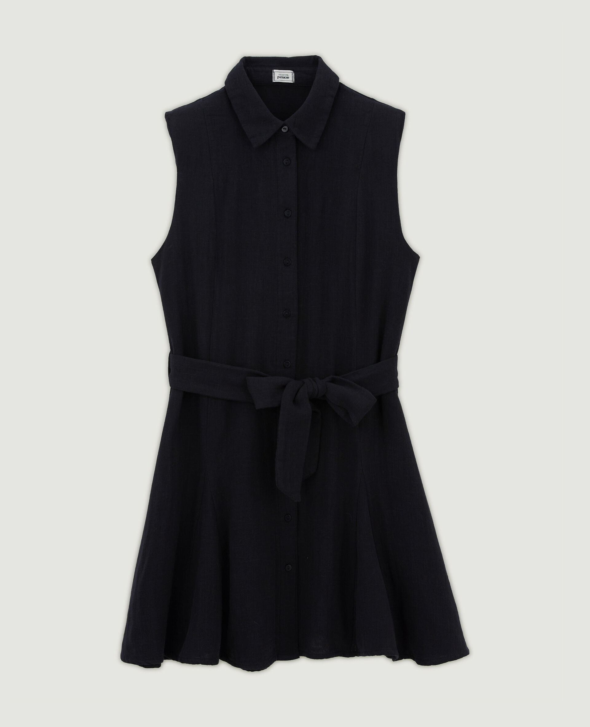 Robe sans manches gaze de coton - Noir