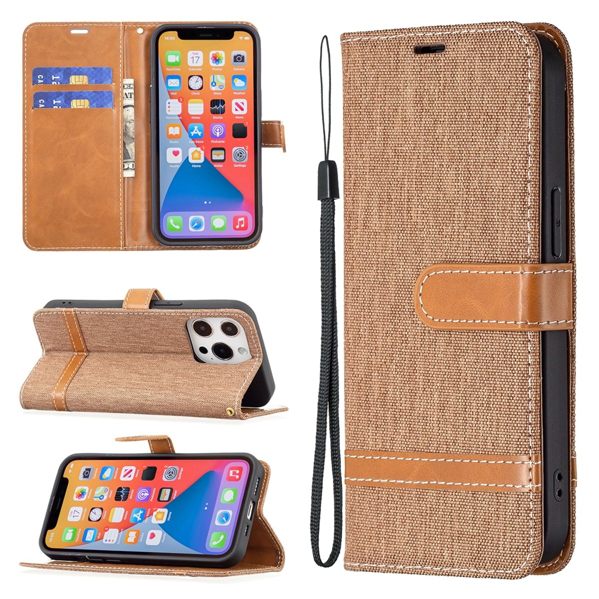 Hülle Handy Schutz für Apple iPhone 13 mini Case Cover Tasche Etuis Bumper Braun