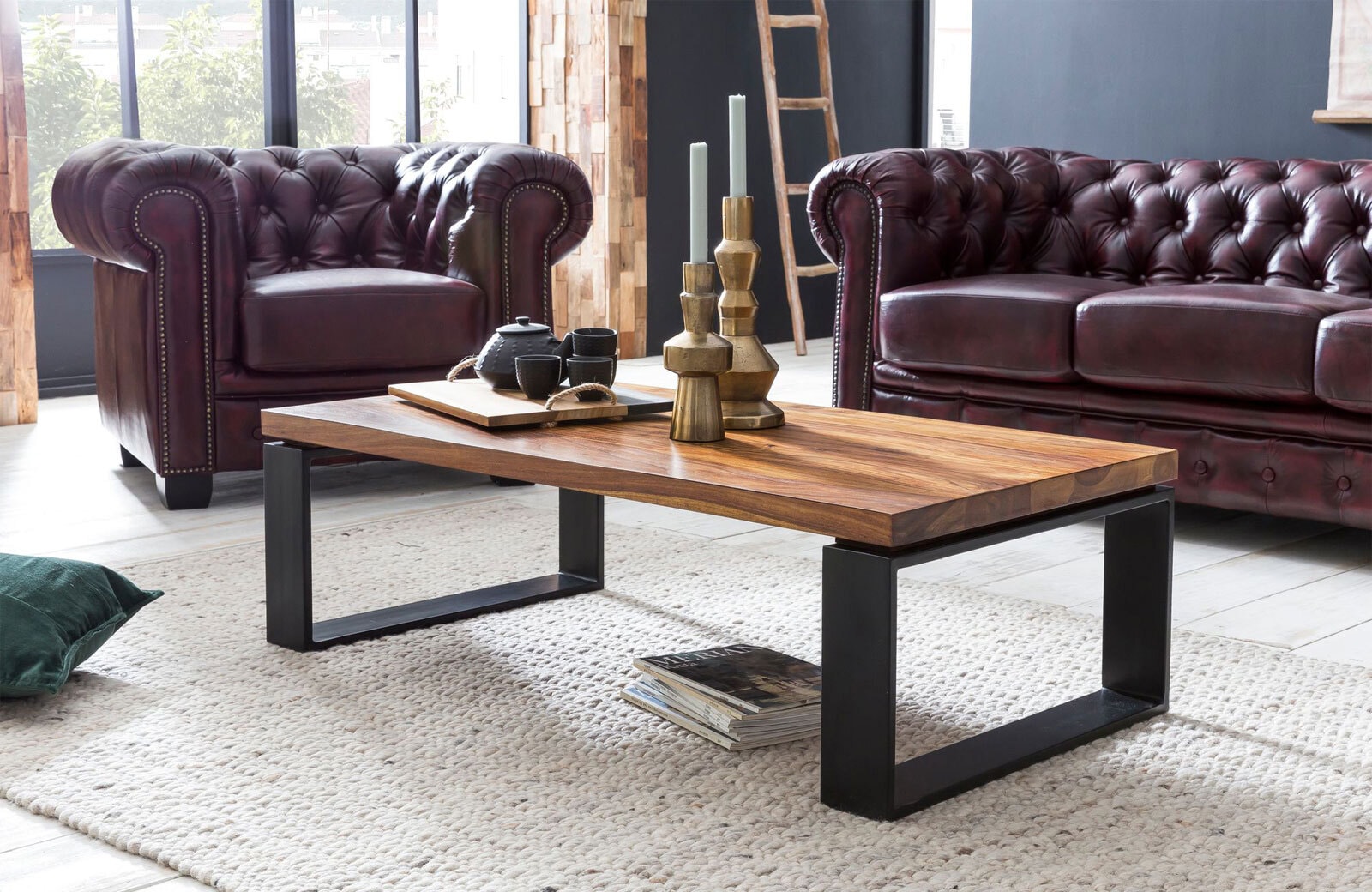 Couchtisch 115 x 60 cm braun/ schwarz