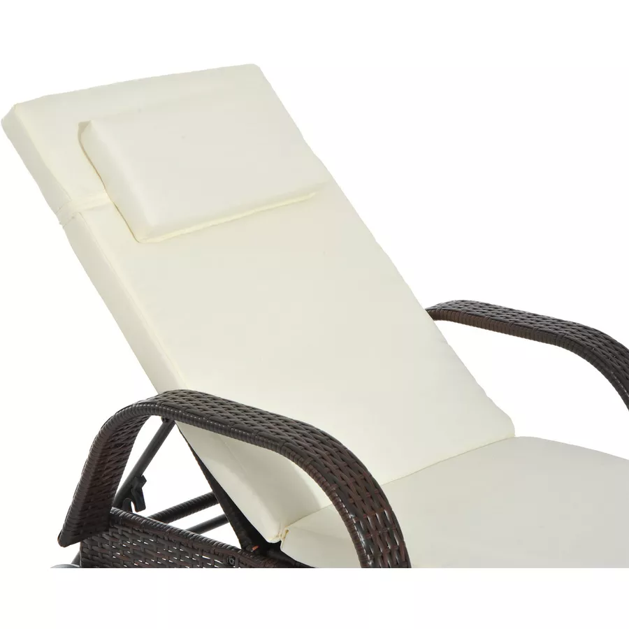 Outsunny Mobile Rattanliege für den Garten kaffeebraun, creme