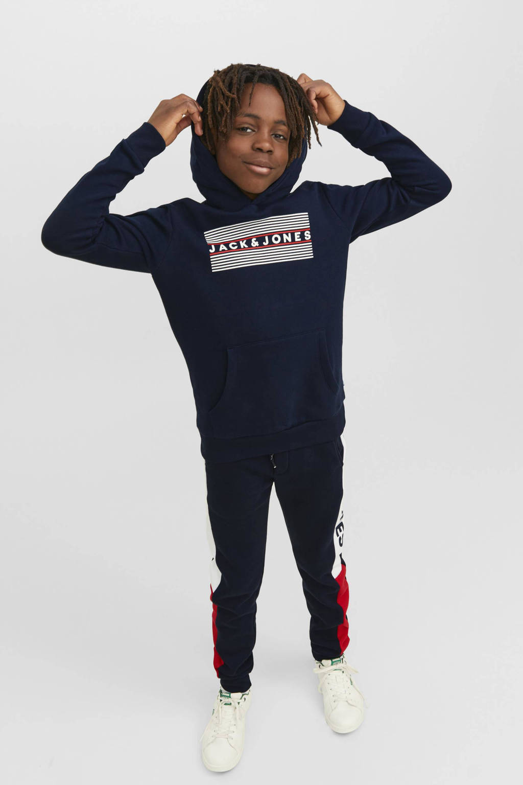 JACK & JONES hoodie JJECORP met logo donkerblauw