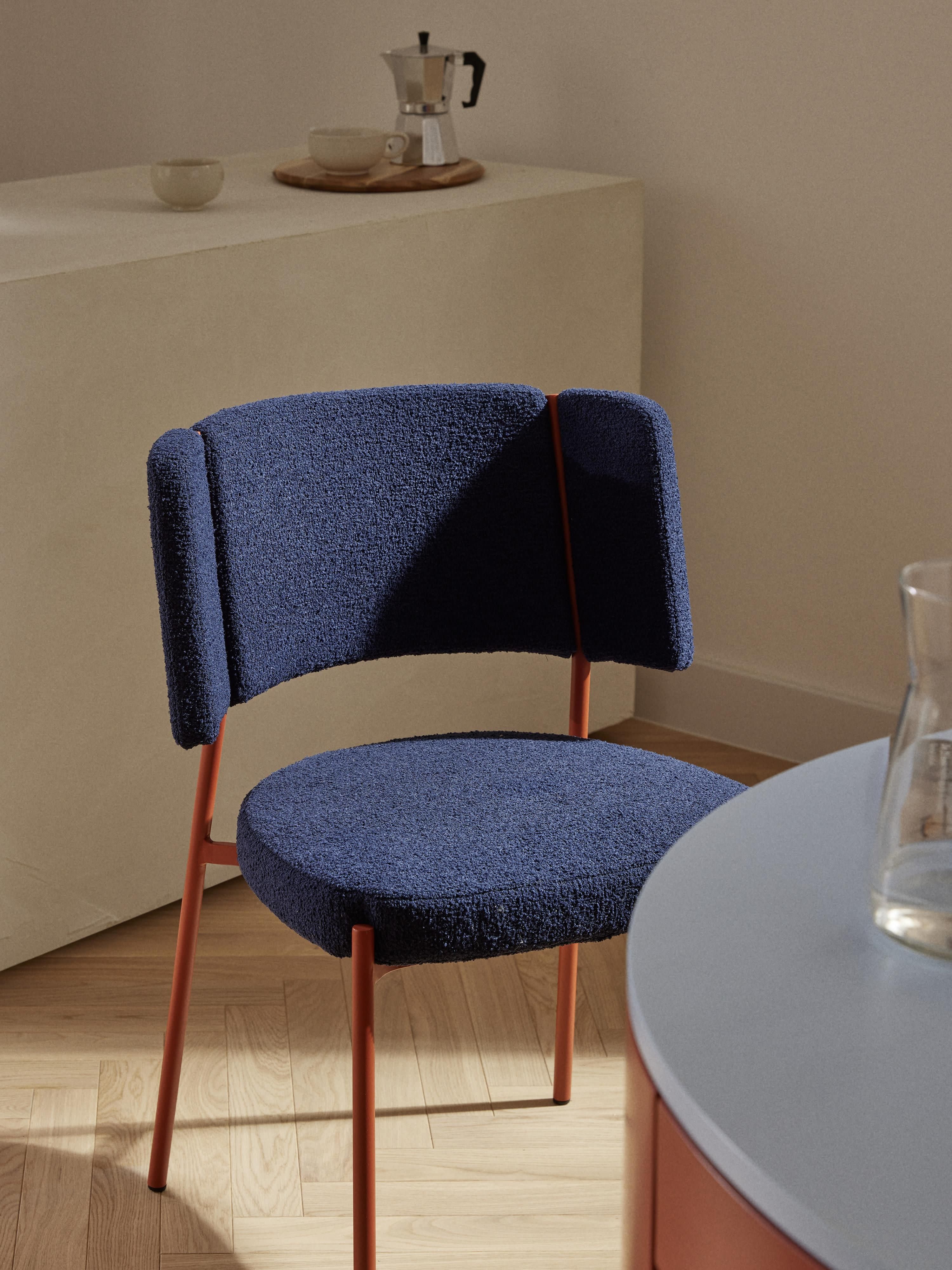 Bouclé gestoffeerde stoelen Samantha, 2 stuks