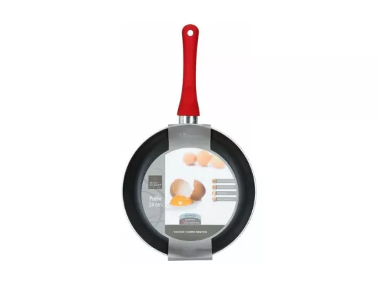 Poêle en aluminium - D. 24 cm - À induction - Rouge