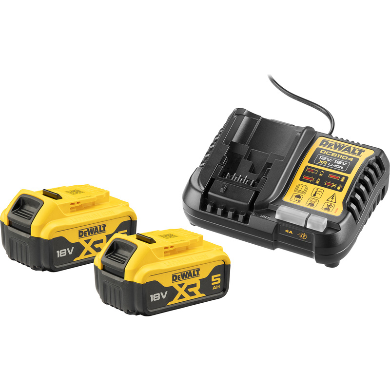 DeWALT DCB1104P2-QW accupack Lader + 2x 18V 5.0Ah accu's