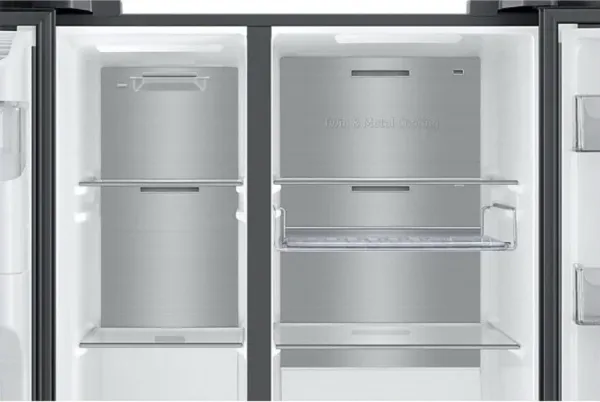 Samsung Family Hub RS6HA8891B1 - Køleskab/fryser - side-by-side med vanddispenser, isdispenser - Wi-Fi - bredde: 91.2 cm - dybde: 71.6 cm - højde: 178 cm - 614 liter - Klasse E - premium sort stål/sort