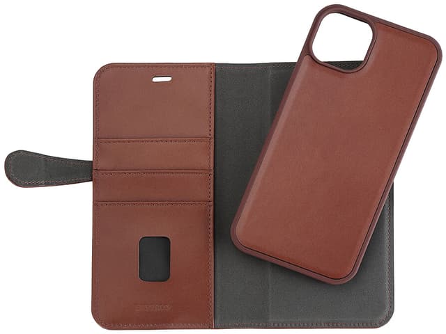 Buffalo iPhone 15 Plus 2in1 Leather MagSeries pungetui (brun)
