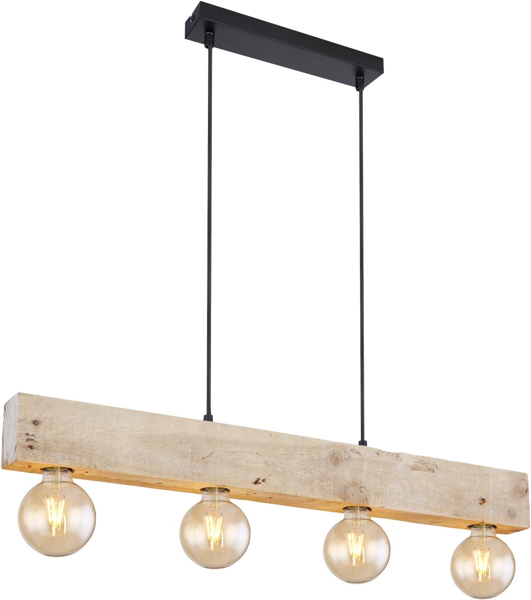 Pendelleuchte - schwarz-matt-dunkelbraun - Holz-Metall