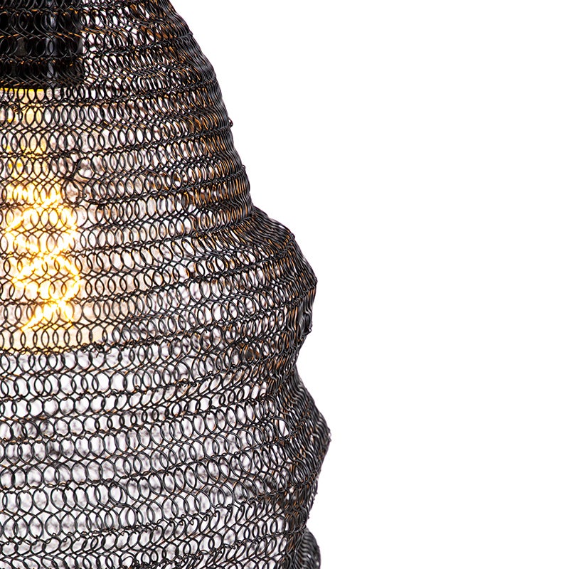 Oosterse hanglamp zwart - Nidum Rombo