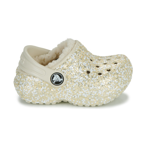 Crocs - Classic Lined Glitter Clog T - Beige / Doré