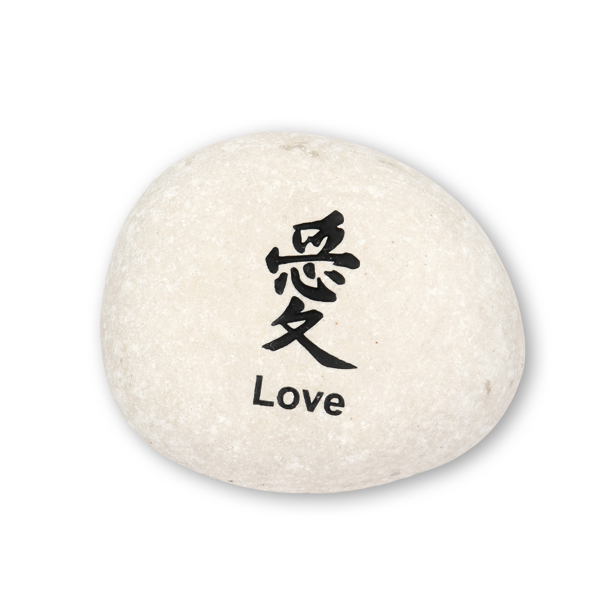 Flusskieselstein 'Love', weiß, T 8 cm, B 8 cm von fischer's lagerhaus