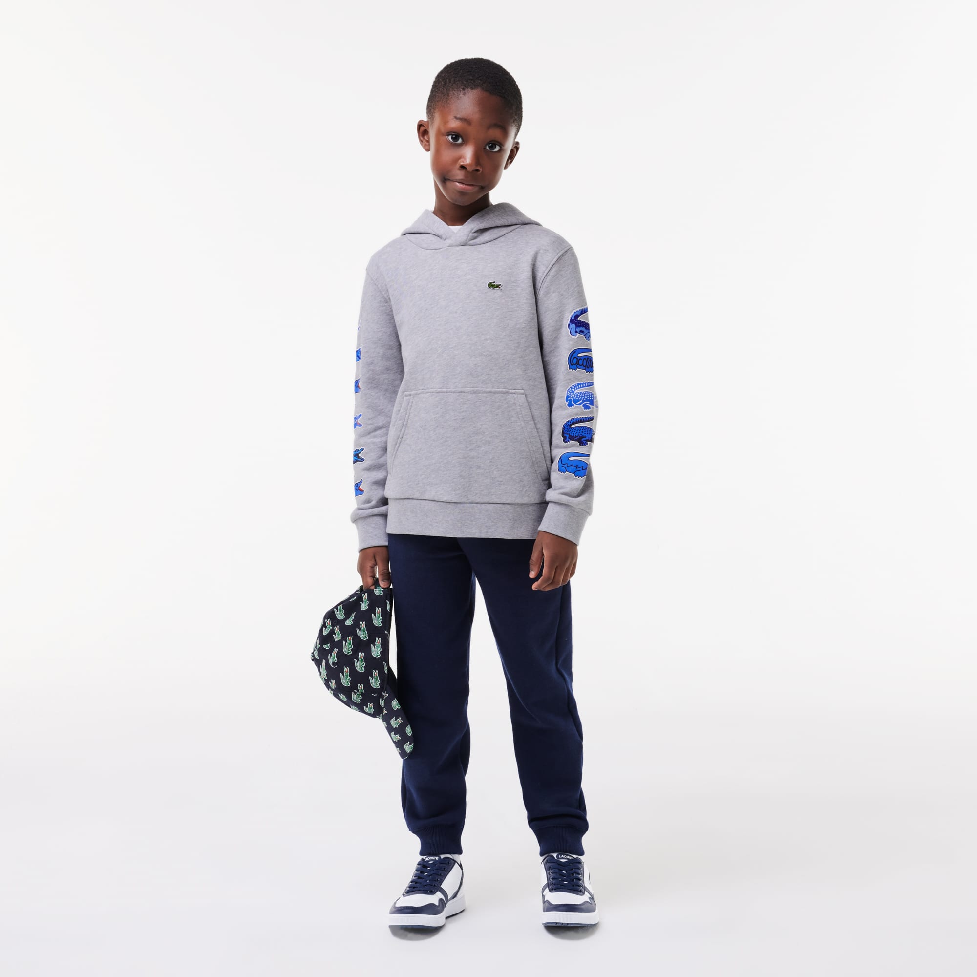 Sweatshirt à capuche avec crocodiles contrastés Pullovers & Sweatshirts - Gris - Lacoste - Enfant