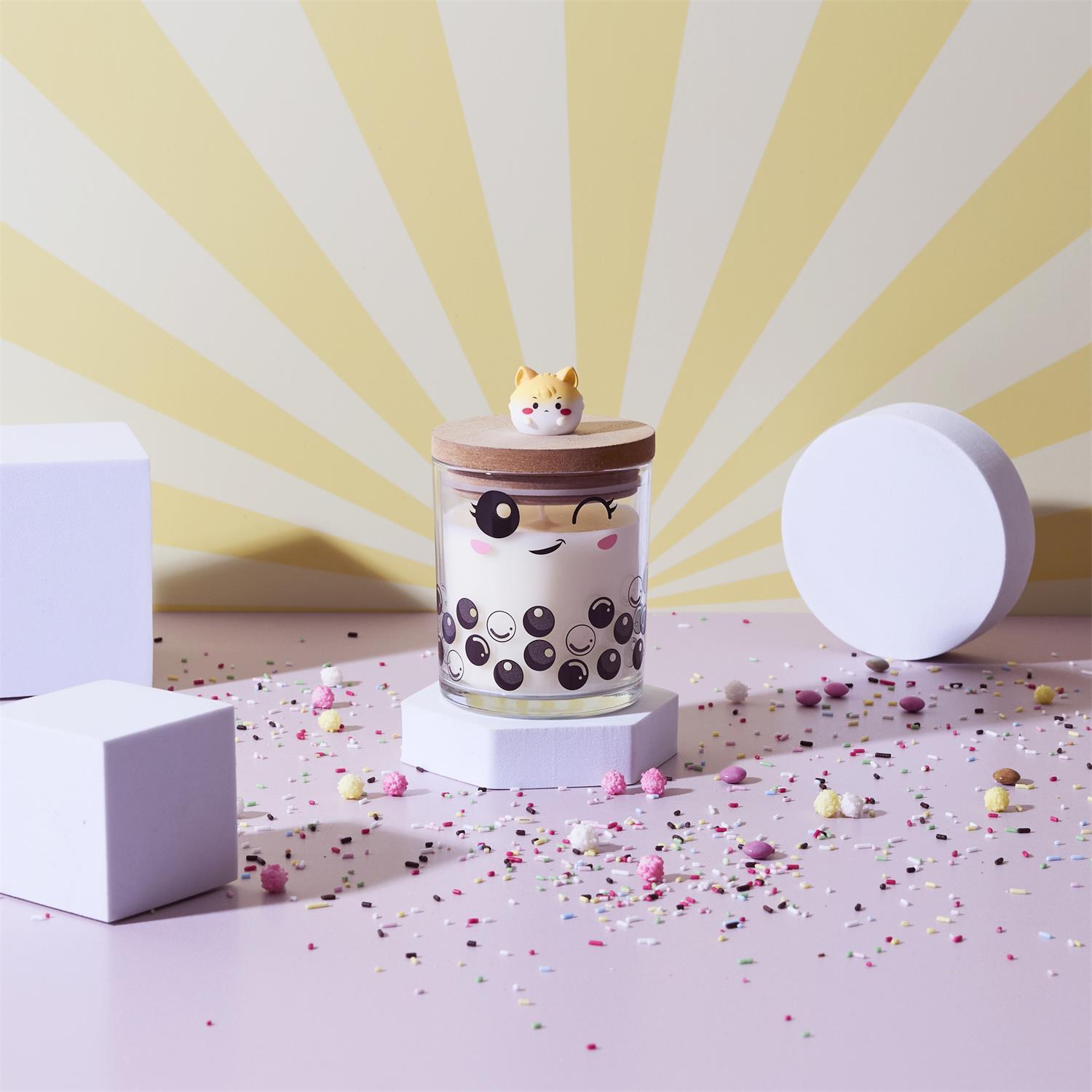 BOUGIE PARFUMEE VERRE TOP BOIS KAWAII