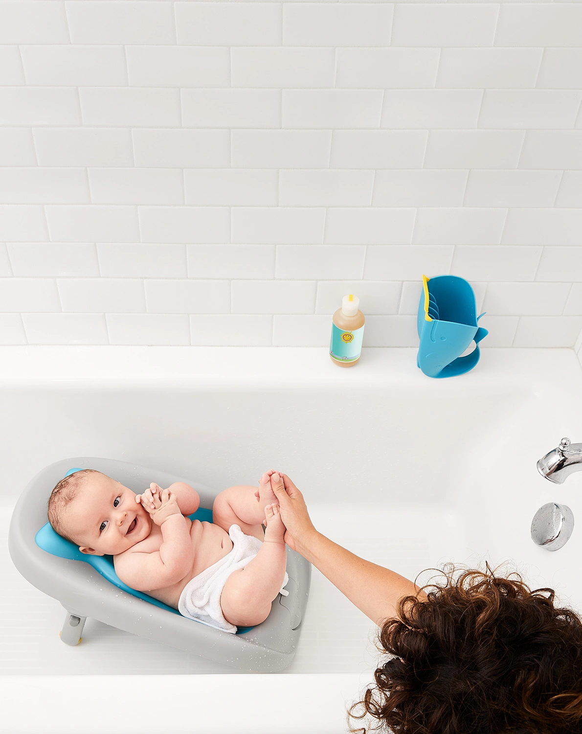 Baby-Badewanne MOBY klappbar in grau/blau