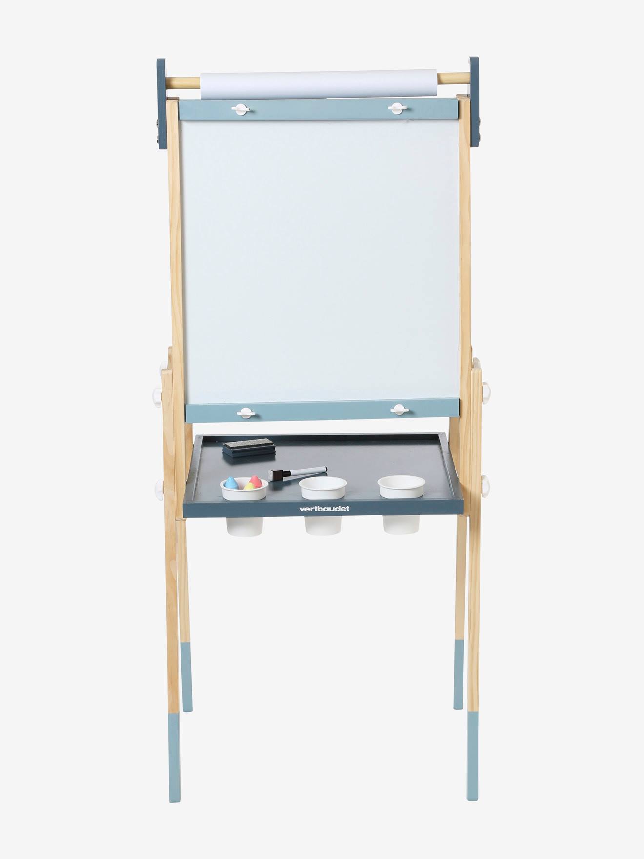Quadro branco/quadro magnético 3 em 1, dobrável e com altura ajustável, feito de madeira com certificação FSC®, multicolorido.
