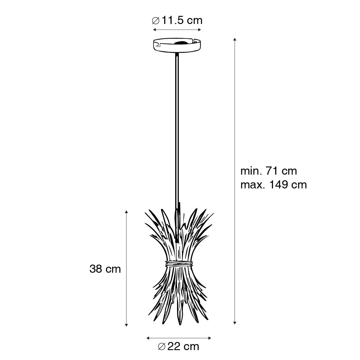 Art Deco hanglamp goud met zwart - Wesley