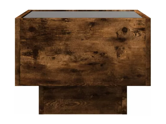 Table d'appoint et LED chêne fumé 40x40x30 cm bois d'ingénierie