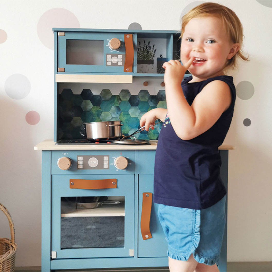 Small Foot-Houten Kinderkeuken Blauw, 7dlg.