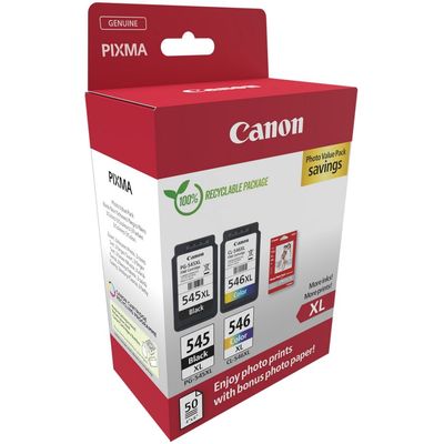 Canon PG-545XL/CL-546XL - noir, cyan, magenta, jaune - cartouche d'encre originale + kit papier